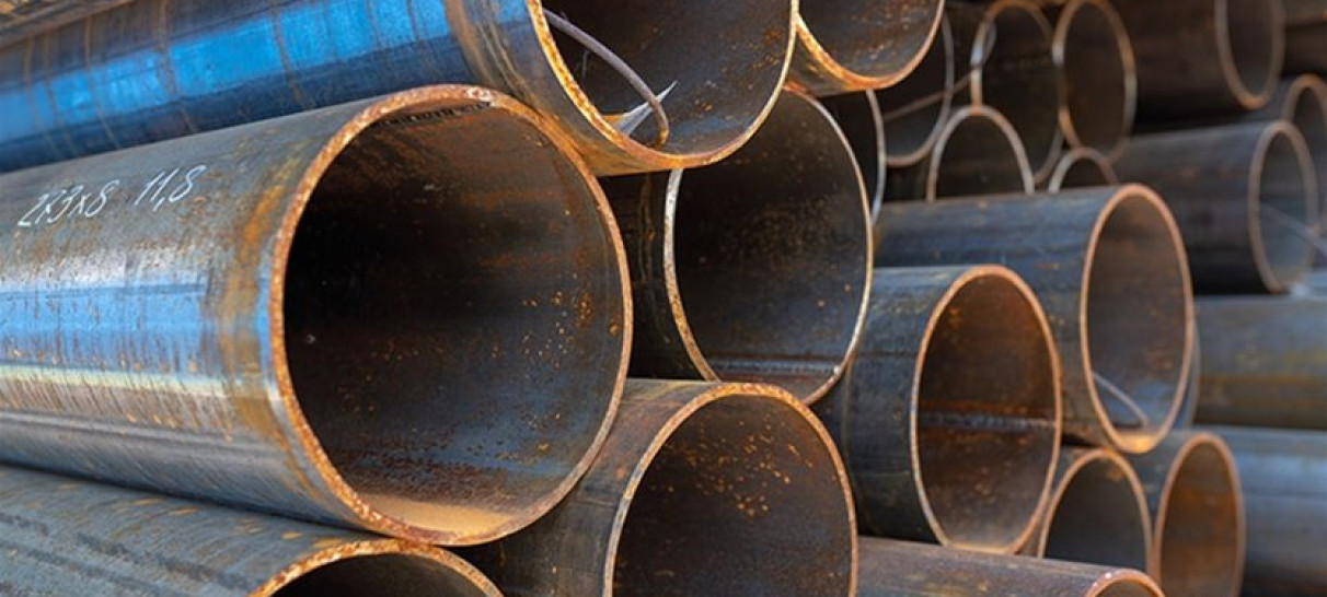 Metal tubes showing corrosion