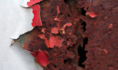 A painted wall showing the potential of corrosion to ruin the wall