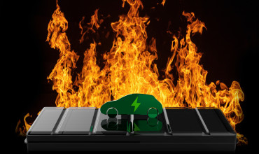 A visual of an EV car battery on fire