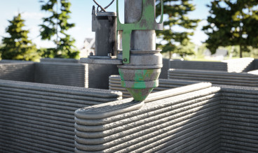 A family house being constructed using 3d printed concrete