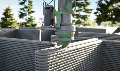 A family house being constructed using 3d printed concrete