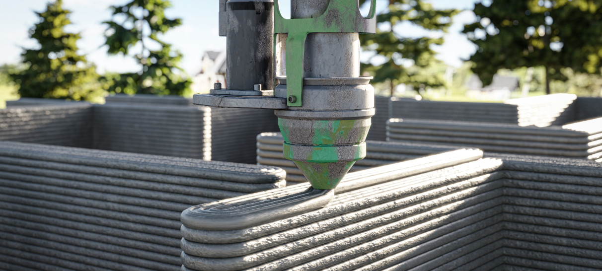 A family house being constructed using 3d printed concrete