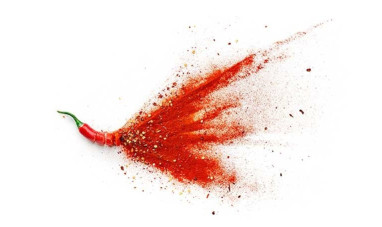 Hot pepper exploding into powder