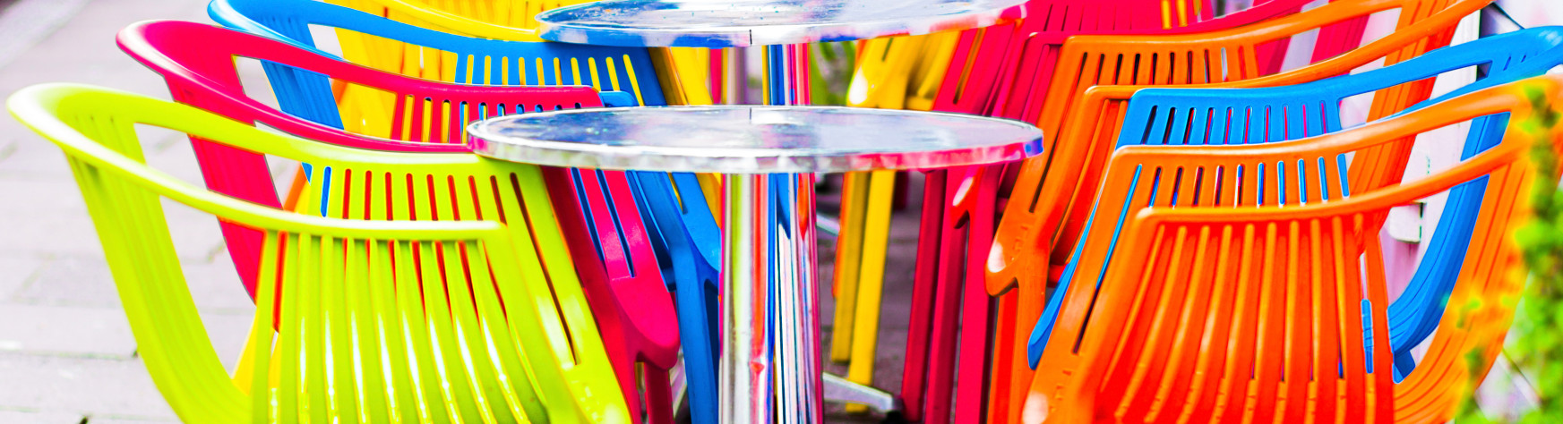 Colourful plastic chairs